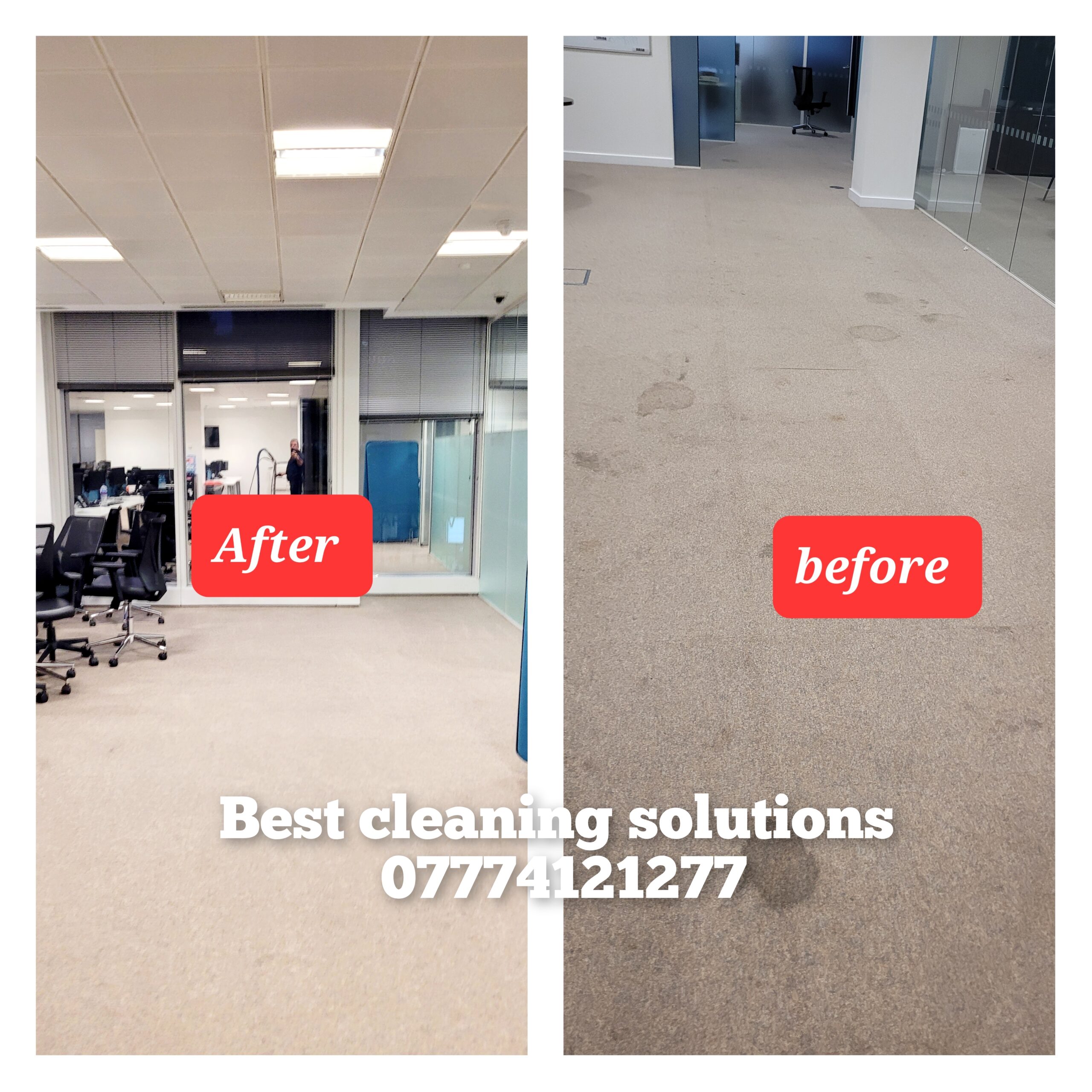 Commercial and office cleaning team at work in London